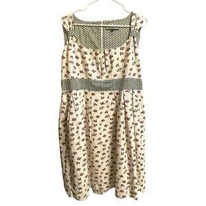 Vintage Couture Rose Bouquet Polka Dot Mixed Print Cotton Faille Dress Size 14